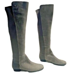 Vince Camuto Karita Over The Knee Boots Gray Suede Stretch Mens Size 8